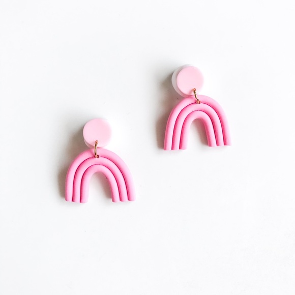Rainbow Arch Polymer Clay Earrings - Picture 1 of 1